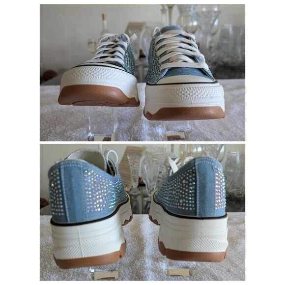 NWOT   Top Moda rhinestone platform lace-up sneakers   Sz  8.5 - Picture 8 of 8